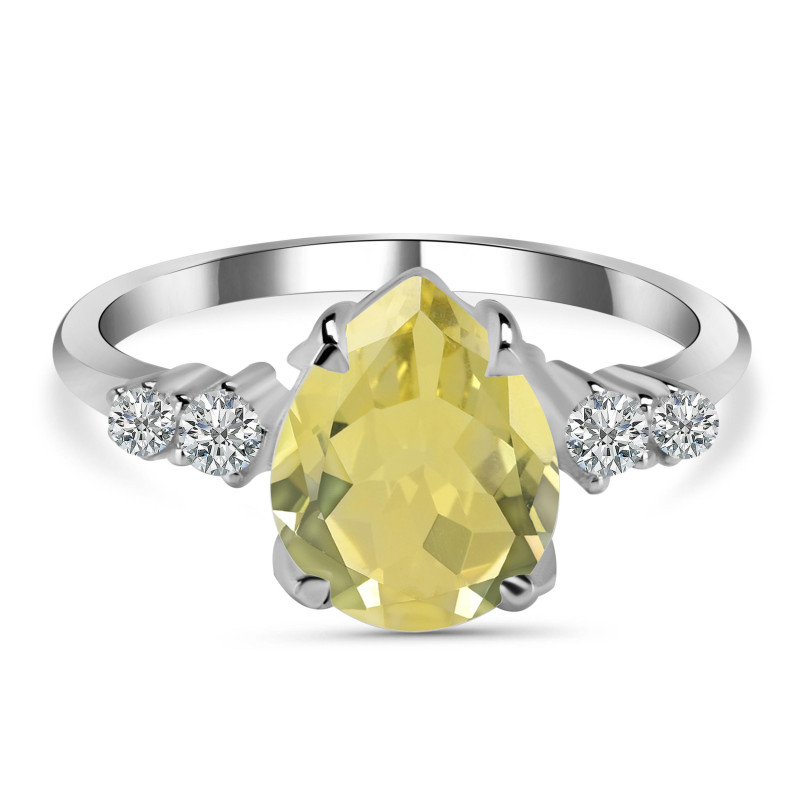 Lemon Quartz & White Topaz Ring LEM-RDR-2216.
