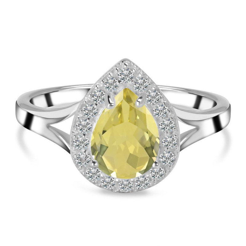 Lemon Quartz & White Topaz Ring LEM-RDR-2253.