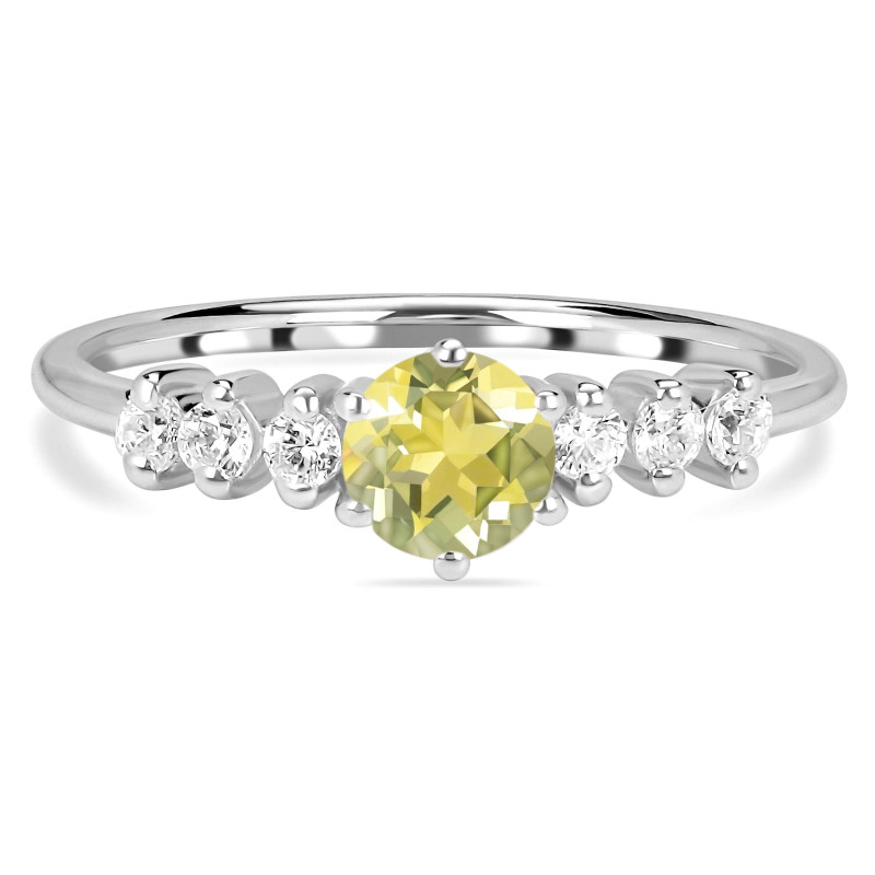 Lemon Quartz & White Topaz Ring LEM-RDR-2259.