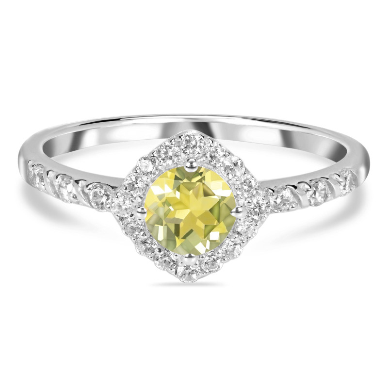 Lemon Quartz & White Topaz Ring LEM-RDR-2260.