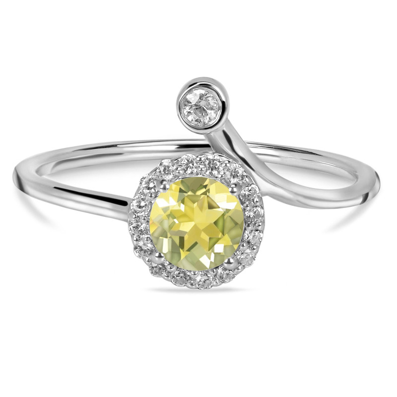Lemon Quartz & White Topaz Ring LEM-RDR-2261.