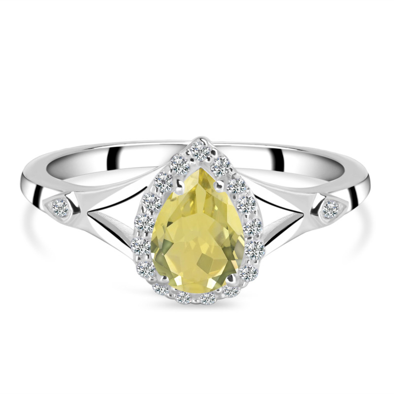 Lemon Quartz & White Topaz Ring LEM-RDR-2271.