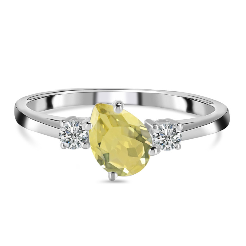 Lemon Quartz & White Topaz Ring LEM-RDR-2285.