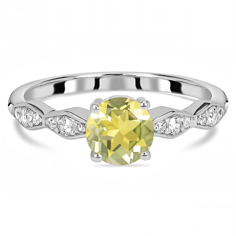 Lemon Quartz & White Topaz Ring LEM-RDR-2288.