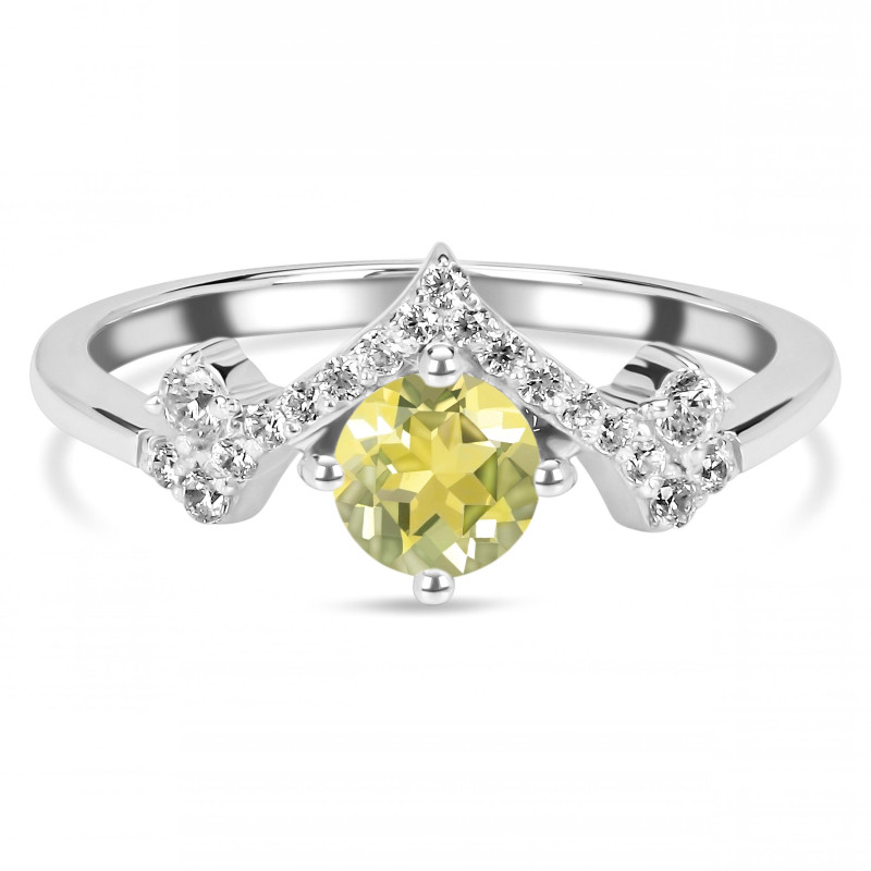 Lemon Quartz & White Topaz Ring LEM-RDR-2296.
