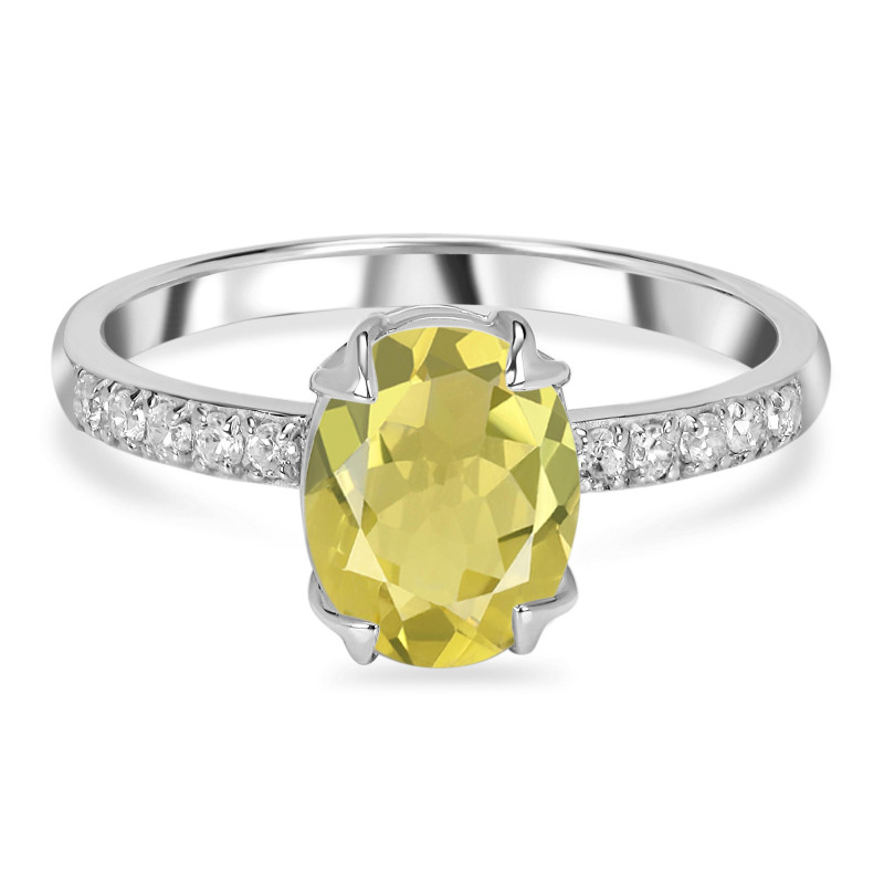 Lemon Quartz & White Topaz Ring LEM-RDR-2382.