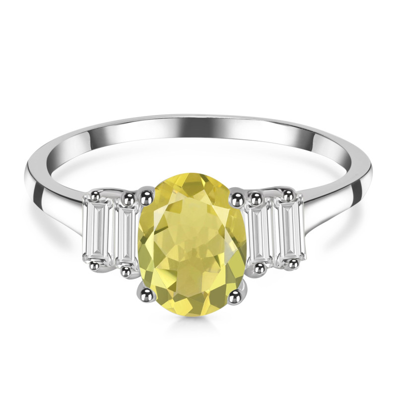 Lemon Quartz & White Topaz Ring LEM-RDR-2861.