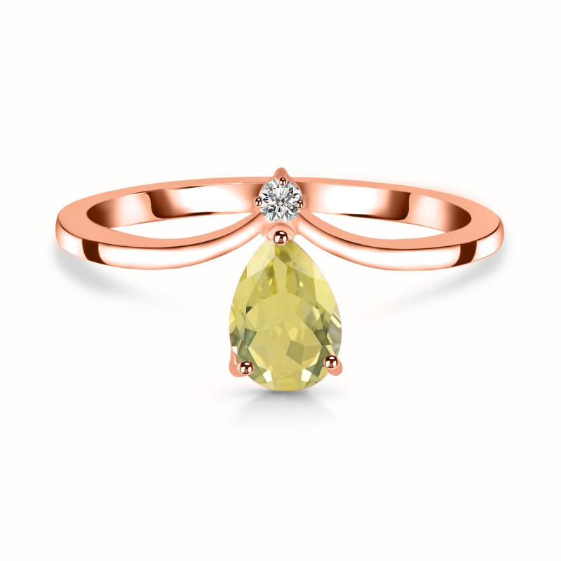 Lemon Quartz & White Topaz Ring LEM-RR-374.