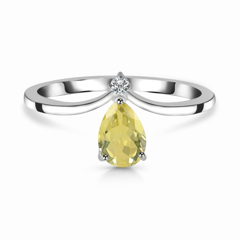 Lemon Quartz & White Topaz Ring LEM-RR-374.
