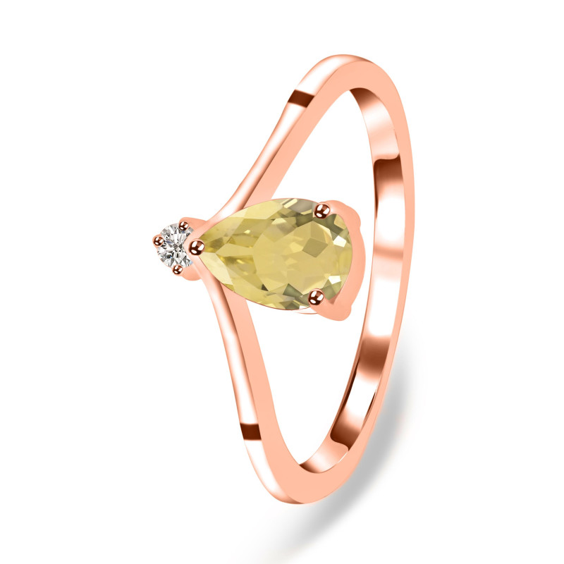 Lemon Quartz & White Topaz Ring LEM-RR-374.