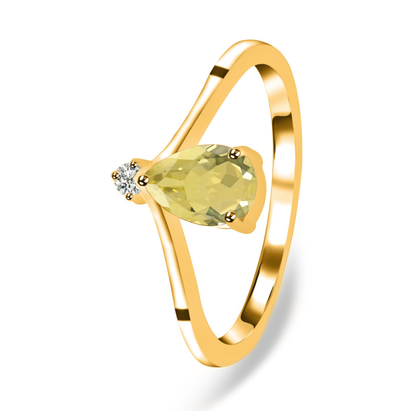Lemon Quartz & White Topaz Ring LEM-RR-374.