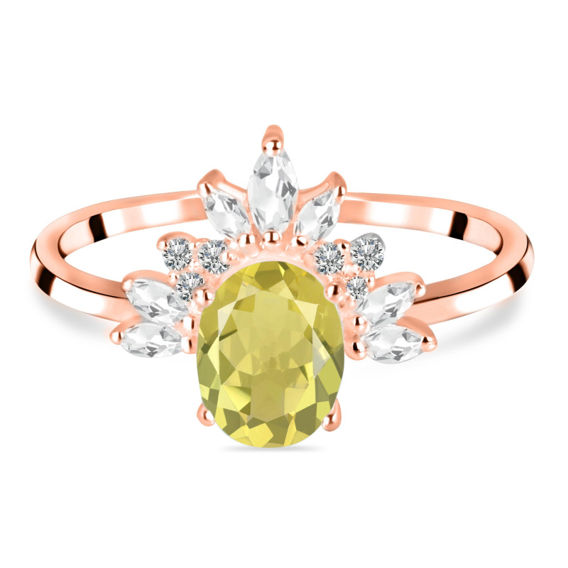 Lemon Quartz & White Topaz Ring LEM-RR-405.