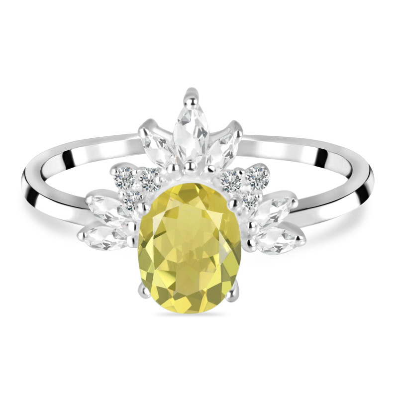 Lemon Quartz & White Topaz Ring LEM-RR-405.