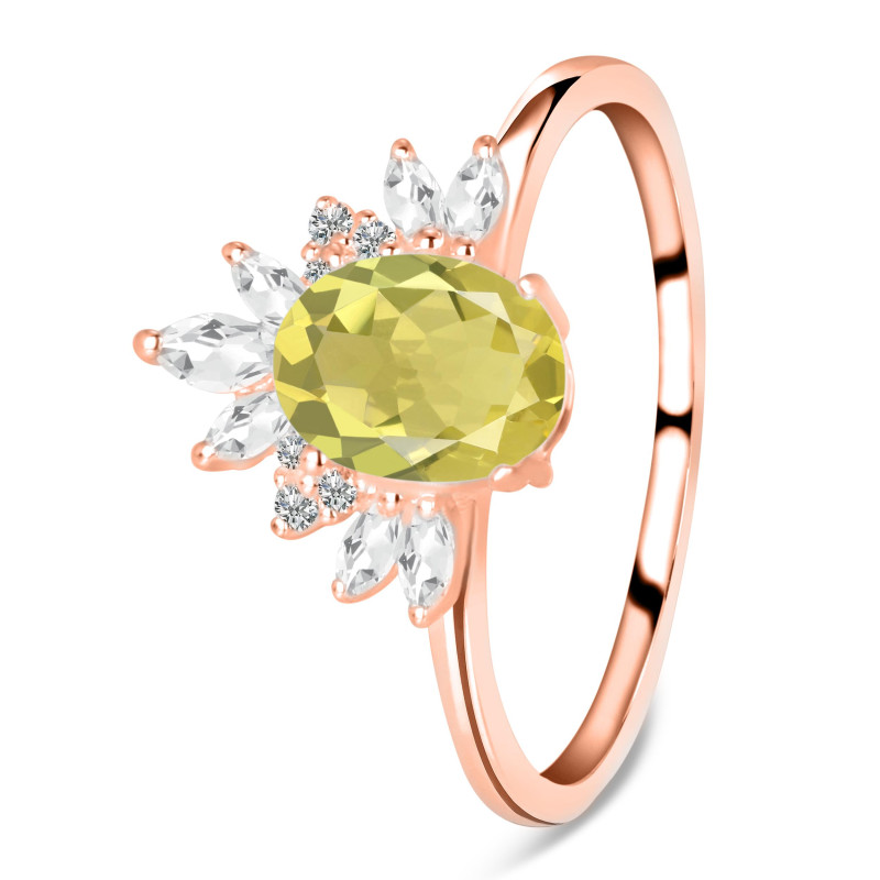 Lemon Quartz & White Topaz Ring LEM-RR-405.