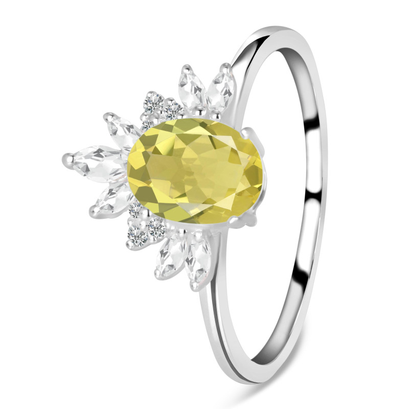Lemon Quartz & White Topaz Ring LEM-RR-405.