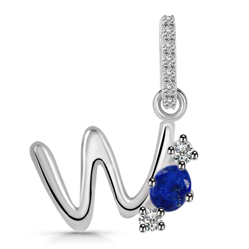 Lapis & White Topaz Alphabet W Pendant LLP-RDA-101.