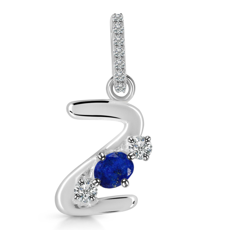 Lapis & White Topaz Alphabet Z Pendant LLP-RDA-104.