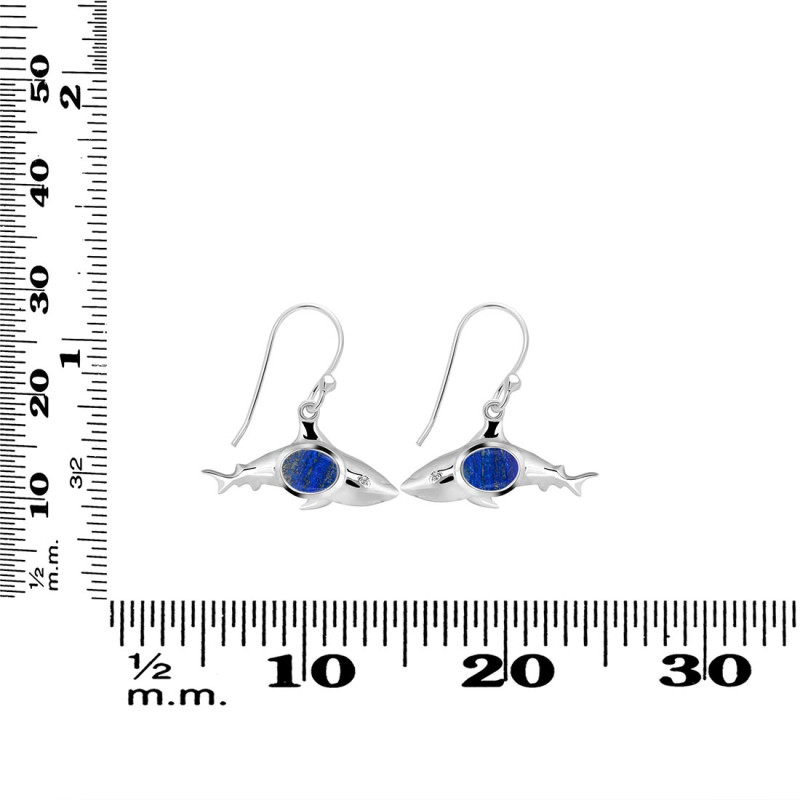 Lapis & White Topaz Shark Earring LLP-RUE-13.
