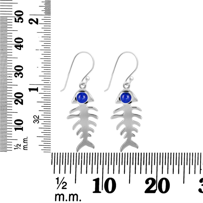Lapis Fish Bone Earring LLP-RUE-17.