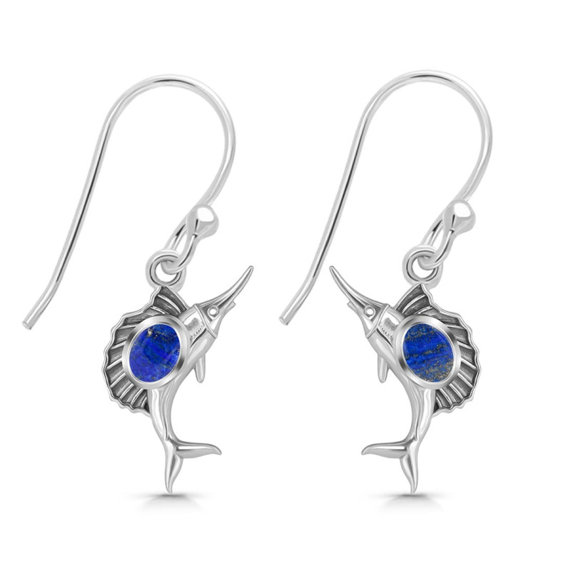 Lapis Sail Fish Earring LLP-RUE-25.