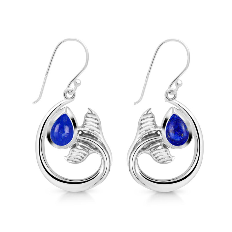 Lapis Whale Tail Earring LLP-RUE-28.