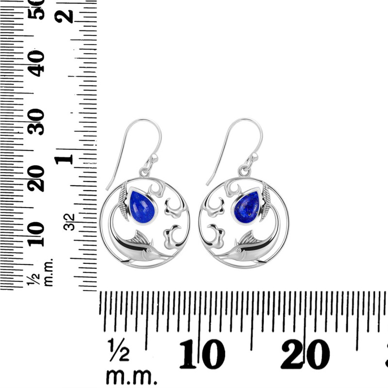 Lapis Sail Fish Earring LLP-RUE-32.