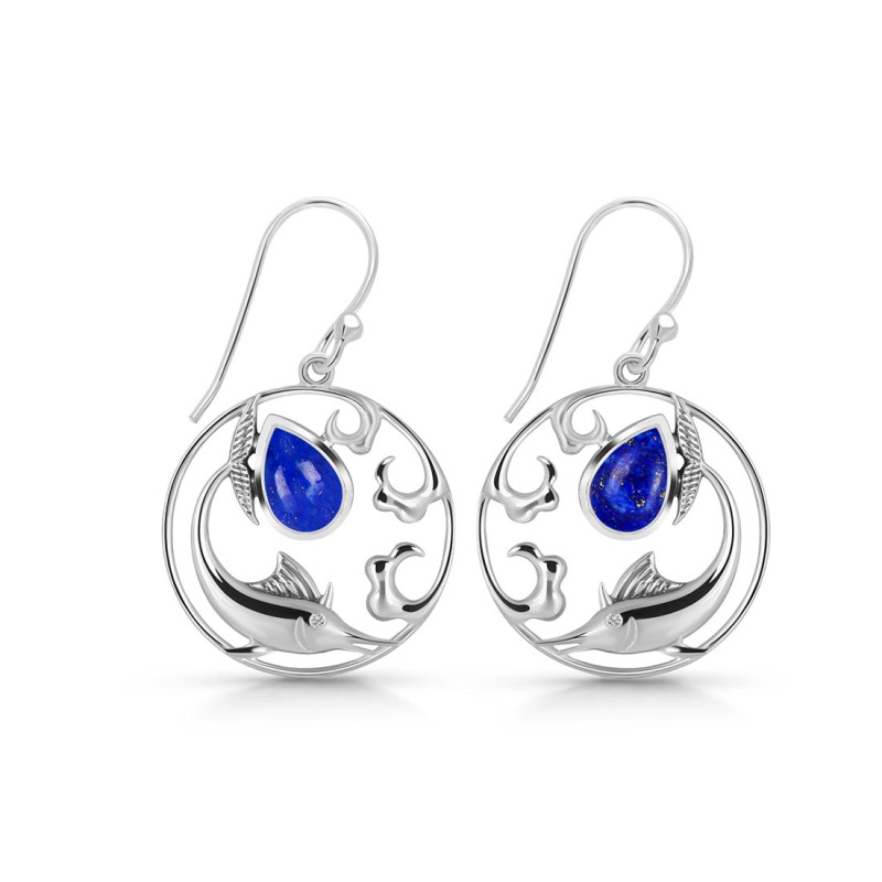 Lapis Sail Fish Earring LLP-RUE-32.