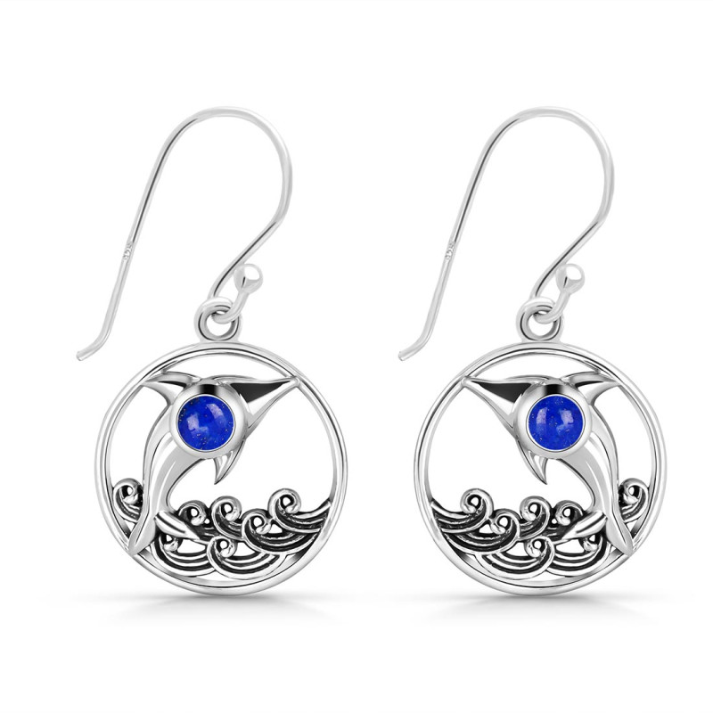 Lapis Dolphin Earring LLP-RUE-33.