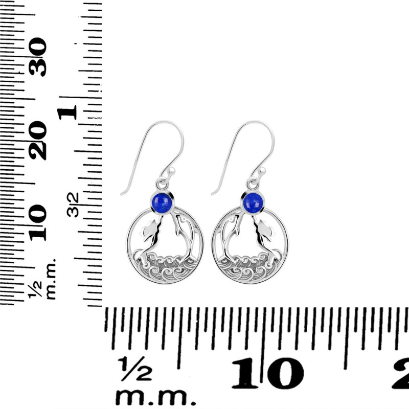 Lapis Mermaid & Dolphin Earring LLP-RUE-34.