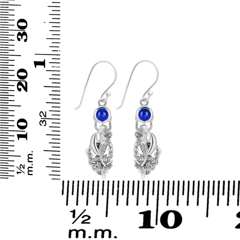 Lapis Mermaid & Dolphin Earring LLP-RUE-35.