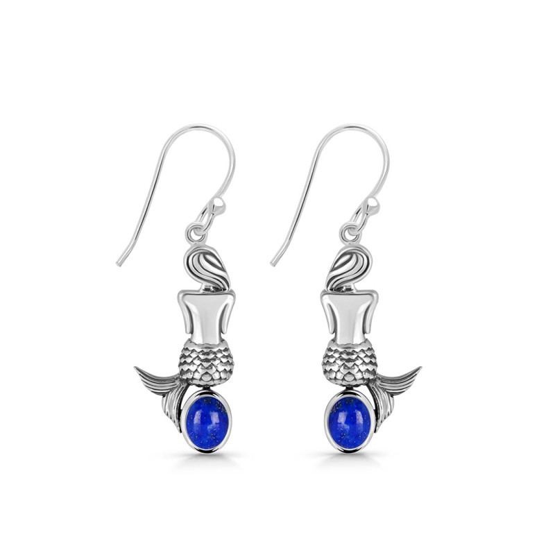 Lapis Mermaid Earring LLP-RUE-43.