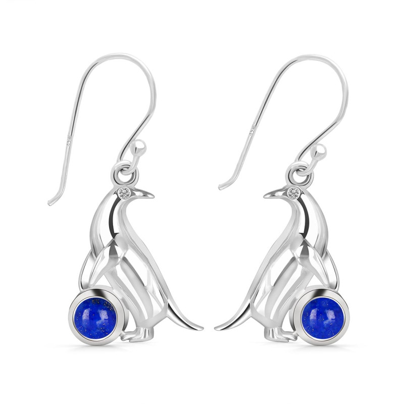 Lapis & White Topaz Penguin Earring LLP-RUE-44.