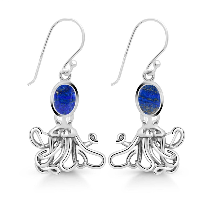Lapis Octopus Earring LLP-RUE-46.