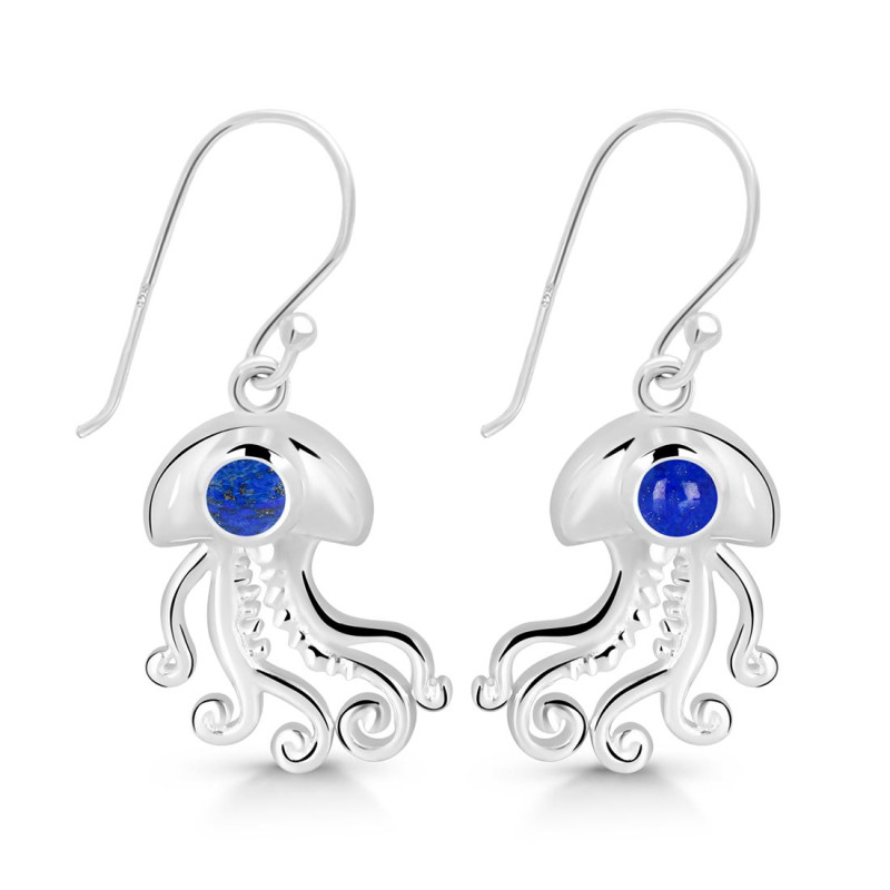 Lapis Jelly Fish Earring LLP-RUE-47.