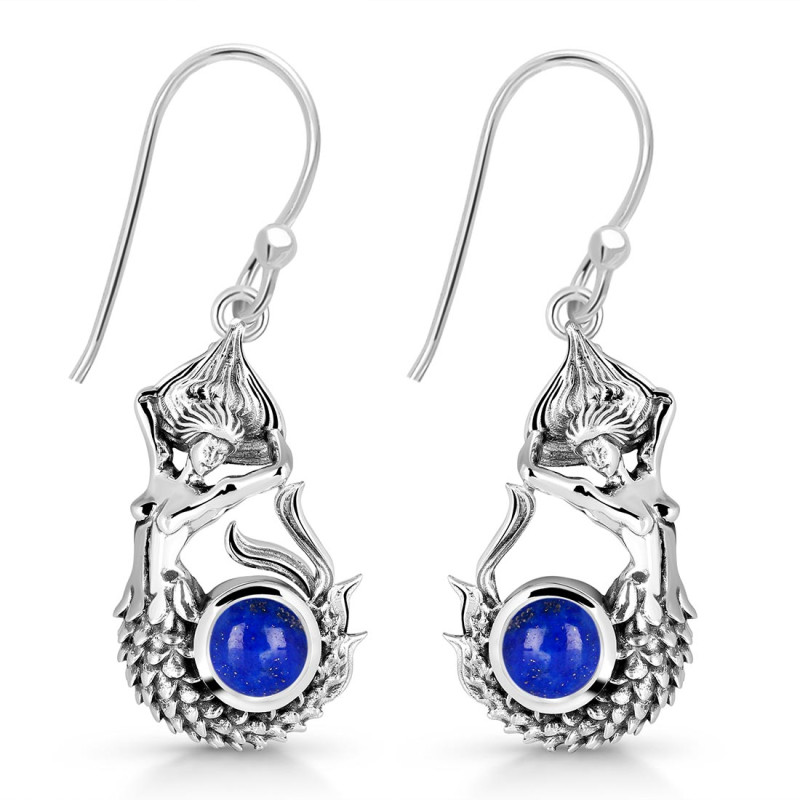 Lapis Mermaid Earring LLP-RUE-51.