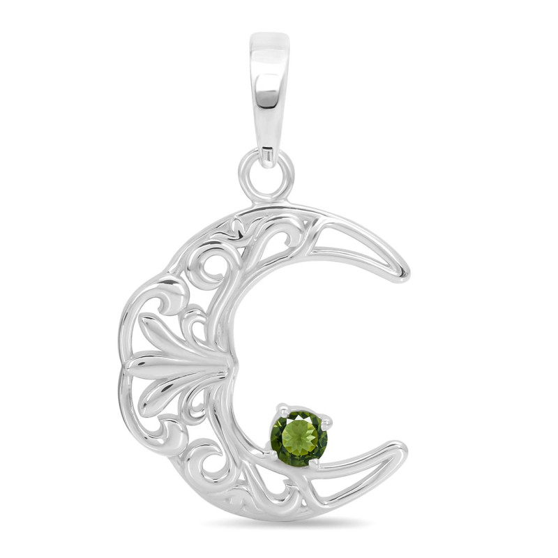 Moldavite Crescent Moon Pendant MLD-RDN-150-A.