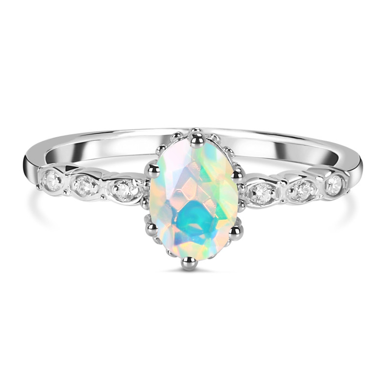 Opal & White Topaz Ring OPL-RR-35.