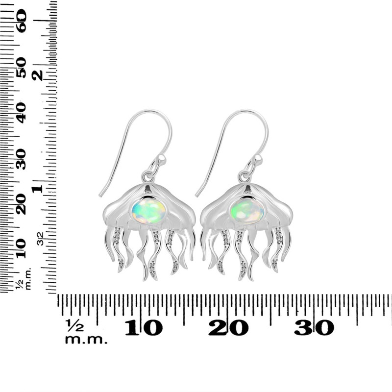 Opal & White Topaz Jelly Fish Earring OPL-RUE-14.