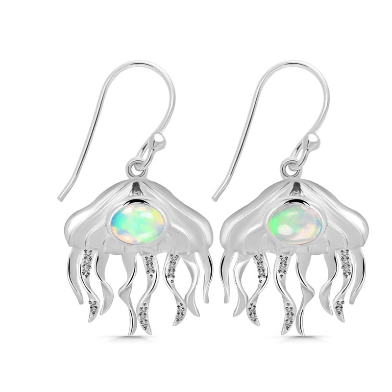 Opal & White Topaz Jelly Fish Earring OPL-RUE-14.