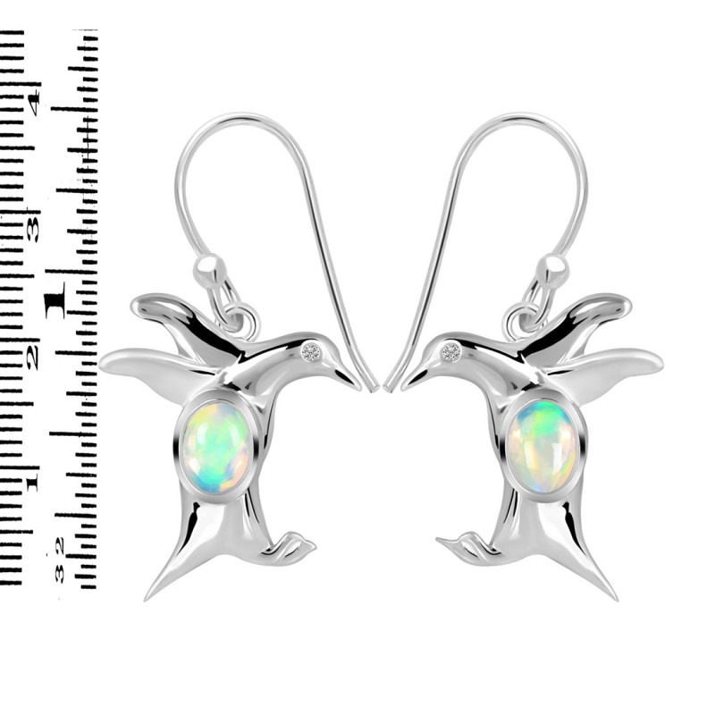 Opal & White Topaz Penguin Earring OPL-RUE-40.