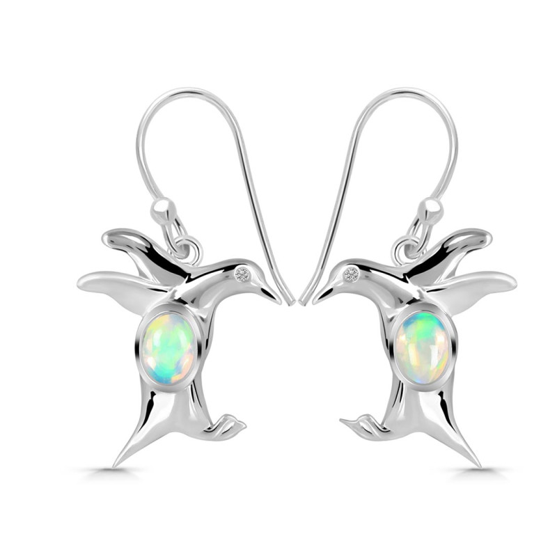 Opal & White Topaz Penguin Earring OPL-RUE-40.