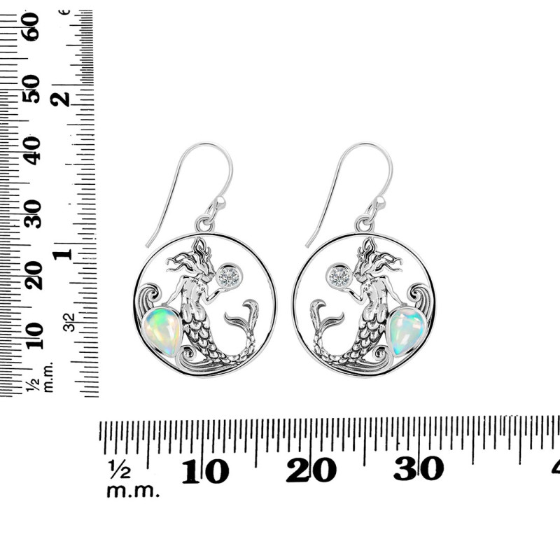Opal & White Topaz Mermaid Earring OPL-RUE-57.