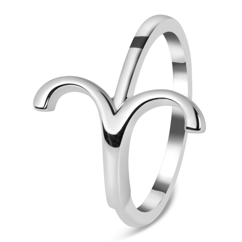 Aries Zodiac Plain Silver Jewelry Set PS-RDR-3098/RDE-1497/RDB-182/RDC-20.