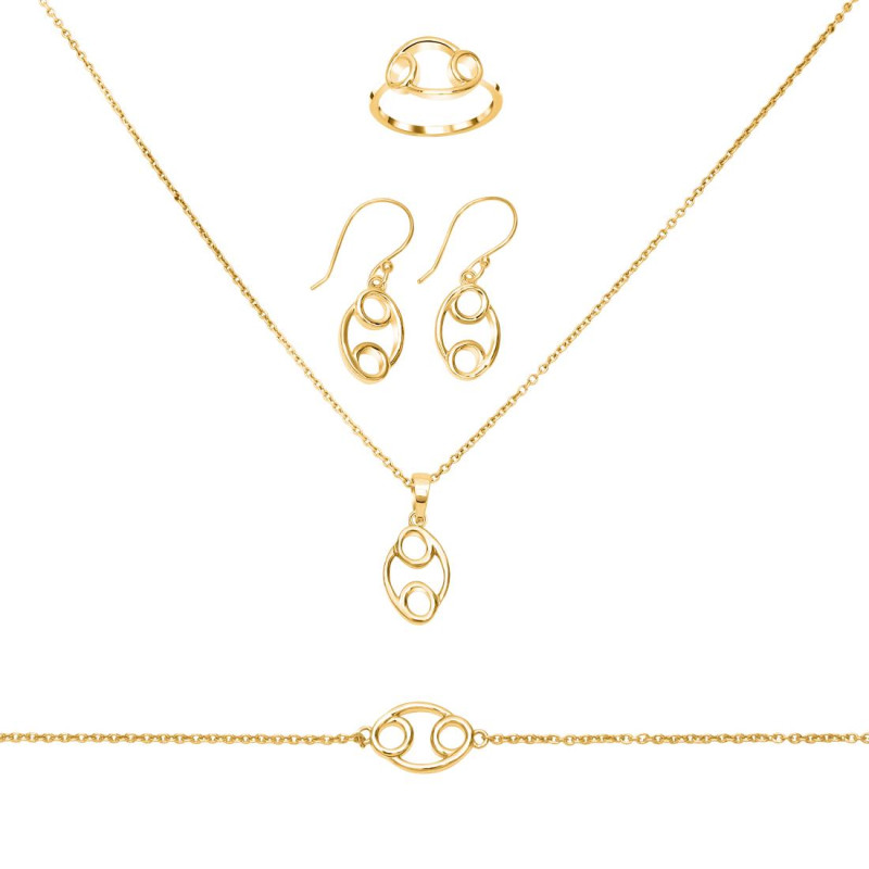 Cancer Zodiac Plain Silver Jewelry Set PS-RDR-3092/RDE-1500/RDB-185/RDC-23.