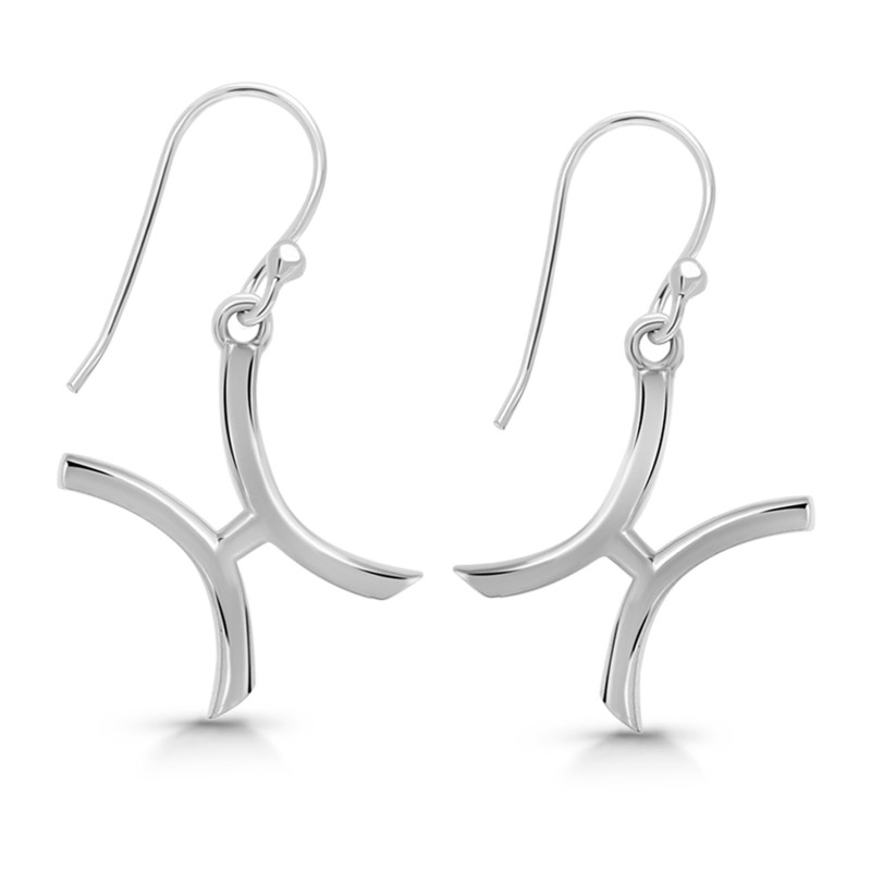Pisces Zodiac Plain Silver Jewelry Set PS-RDR-3089/RDE-1495/RDB-181/RDC-19.