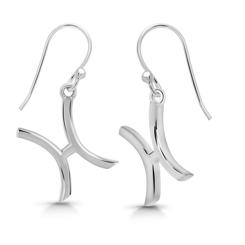 Pisces Zodiac Plain Silver Jewelry Set PS-RDR-3089/RDE-1495/RDB-181/RDC-19.