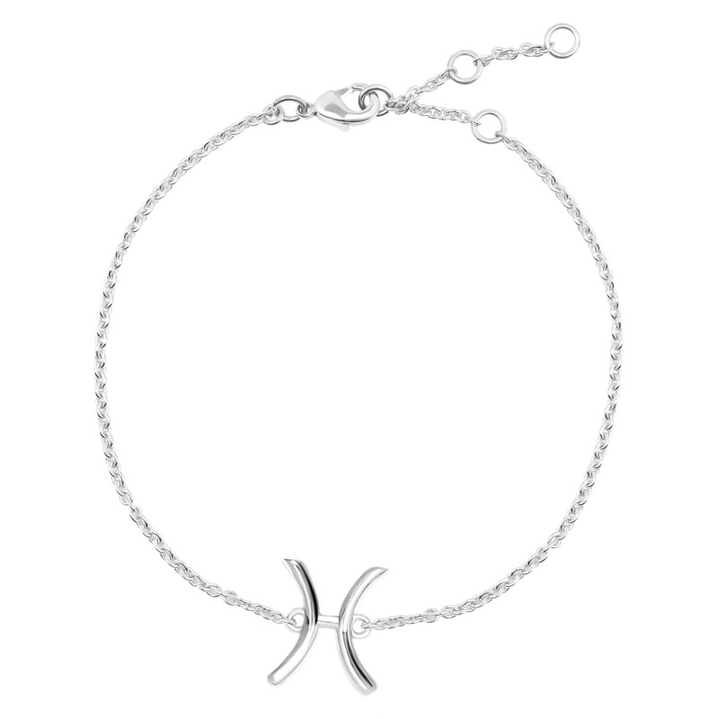 Pisces Zodiac Plain Silver Jewelry Set PS-RDR-3089/RDE-1495/RDB-181/RDC-19.