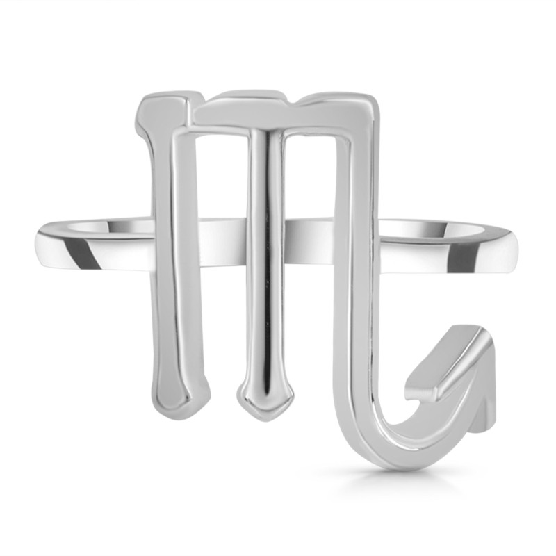 Scorpio Zodiac Plain Silver Jewelry Set PS-RDR-3096/RDE-1504/RDB-189/RDC-27.