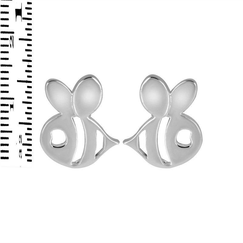 Plain Silver Fish Stud Earring PS-RDE-600.