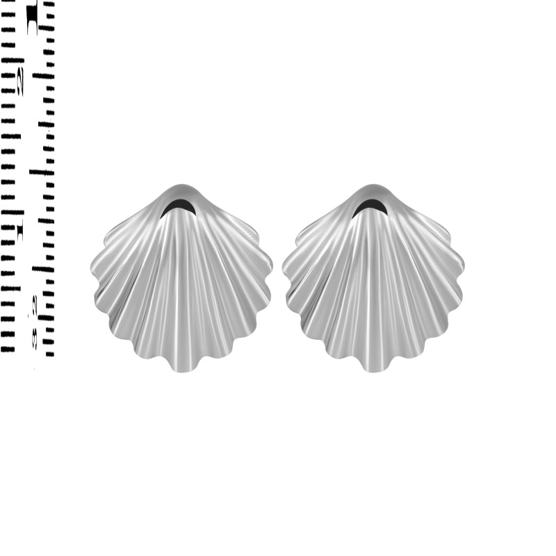 Plain Silver Shell Stud Earring PS-RDE-618.